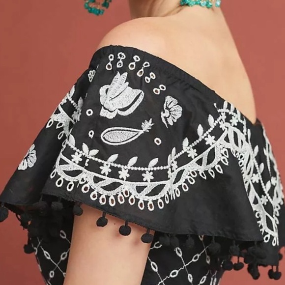 NWT Anthropologie Marisol Embroidered Pommed Midi - Picture 8 of 12